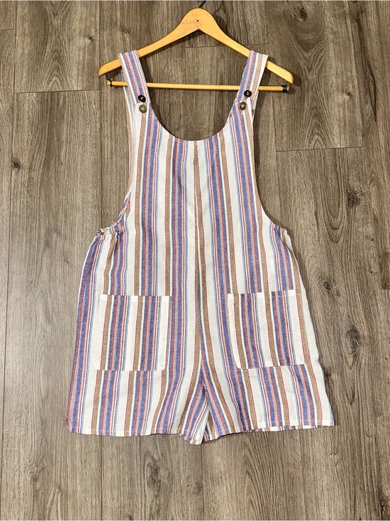 Umgee Pants - Shorts Jumpsuit Romper Red, Blue and White Striped Shorts Size Small